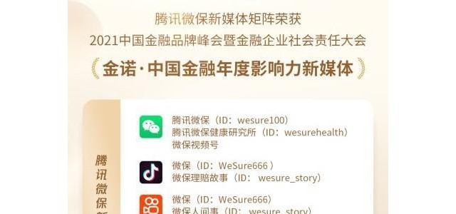 腾讯微保新媒体矩阵荣获金诺·中国金融年度影响力新媒体